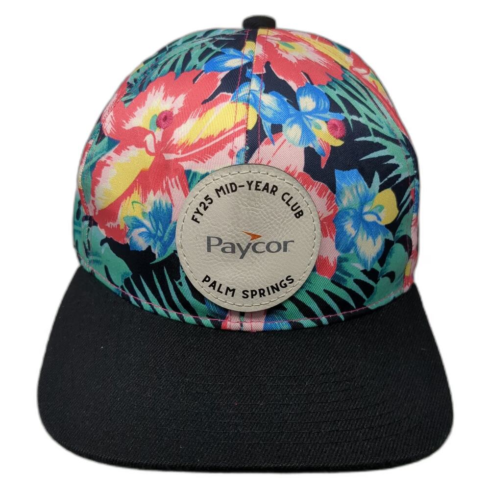 Crown Snapback Black One Size Paycor Palm Springs FY25 Tropical Floral Hat